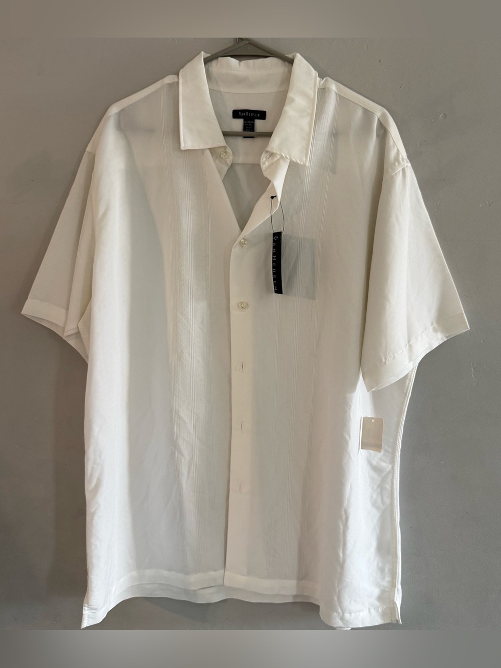 Van Heusen White Short-Sleeve Button-Down Camp Shirt NEW NWT